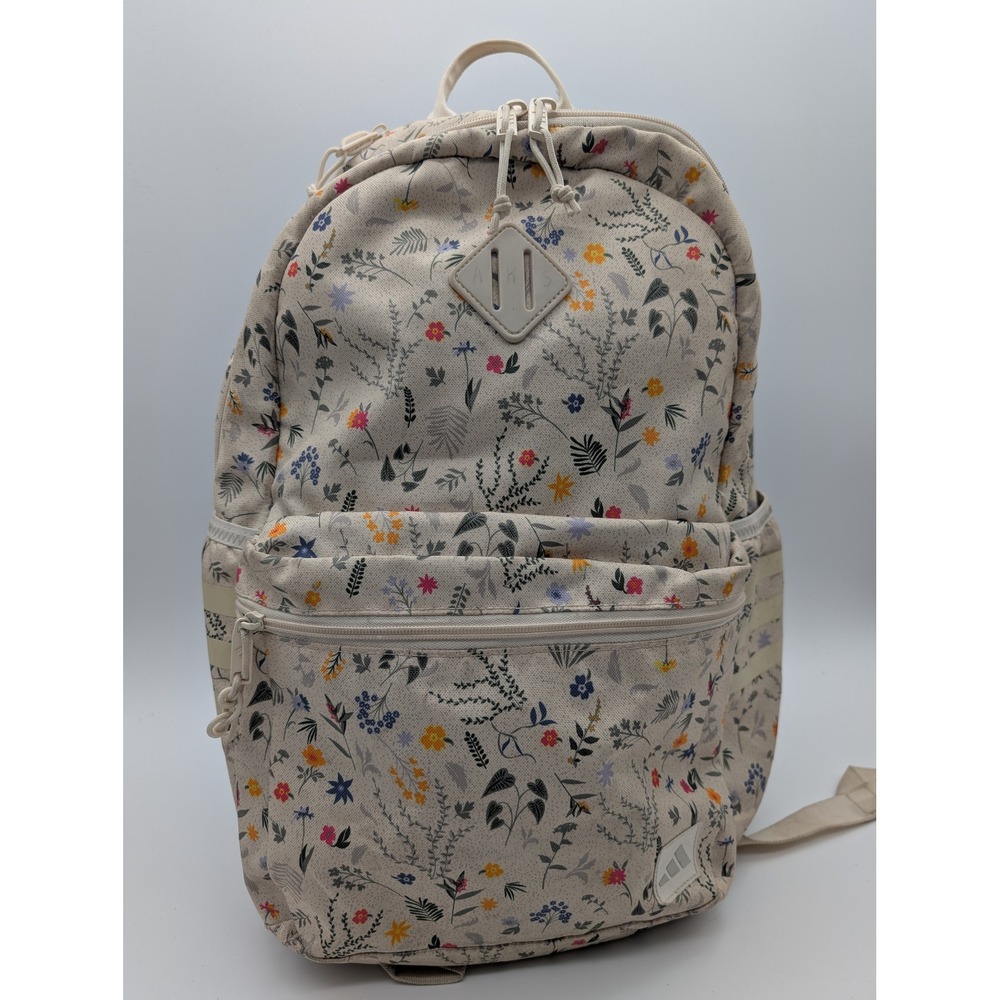 Adidas Floral Print Backpack Cream Multi Color Botanical School Bag